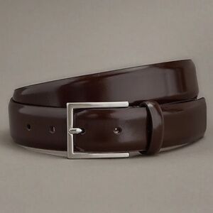 Express Edition Polished Dark Brown Genuine Leather Belt Made In Italy